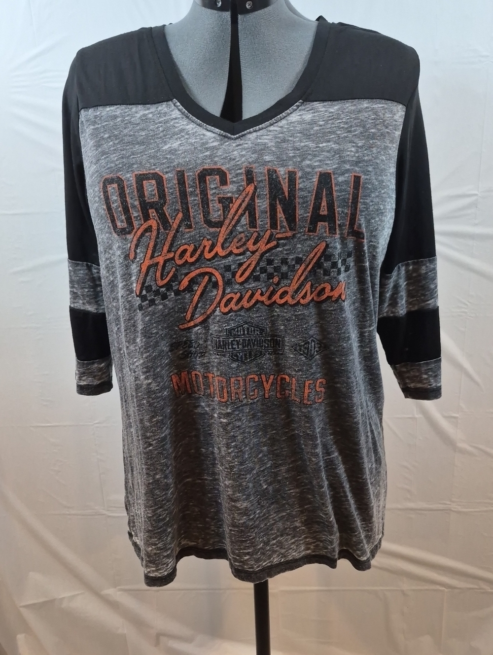 Harley-Davidson Women's Black & Heather Gray 'Original Motorcycles' V-Neck Shirt